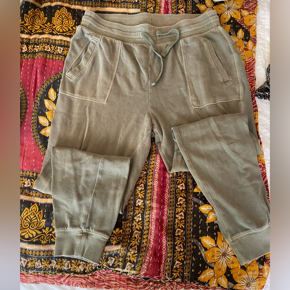 green sweat pants